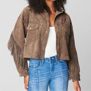 Blank NYC Brown Vegan Suede Fringe Jacket